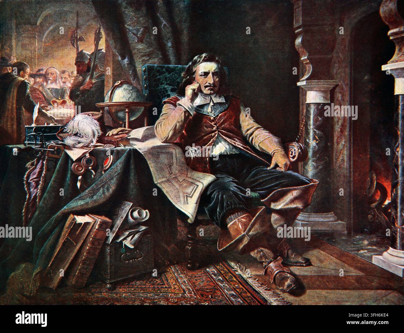 Incisione di Oliver Cromwell che rifiuta la corona l'8 maggio 1657 da un'immagine di J.Shex dell'edizione del 1905 di Cassell's History of England Volume III Foto Stock