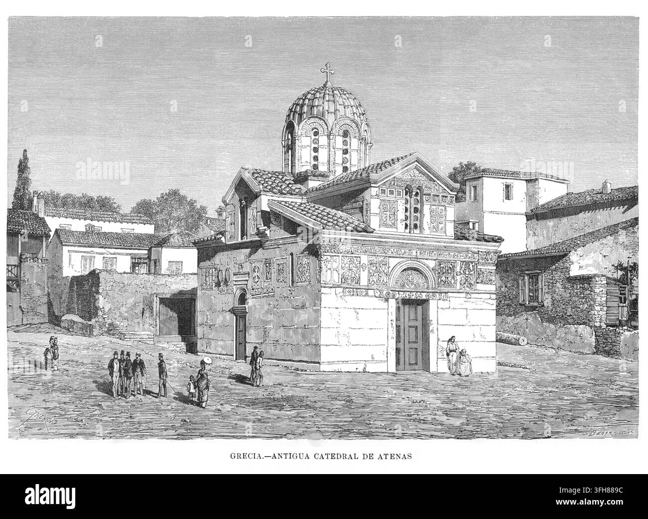 Piccola chiesa metropolitana ad Atene - Nueva Geografía Universal, 1882 Foto Stock