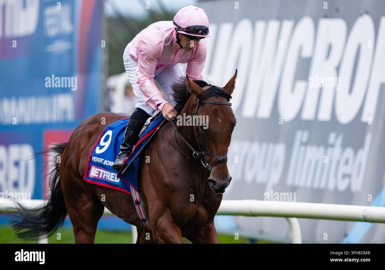 Pierre Bonnard si dirige verso la partenza per il Betfred St Leger 2026. Credit JTW Equine Images / Alamy Foto Stock
