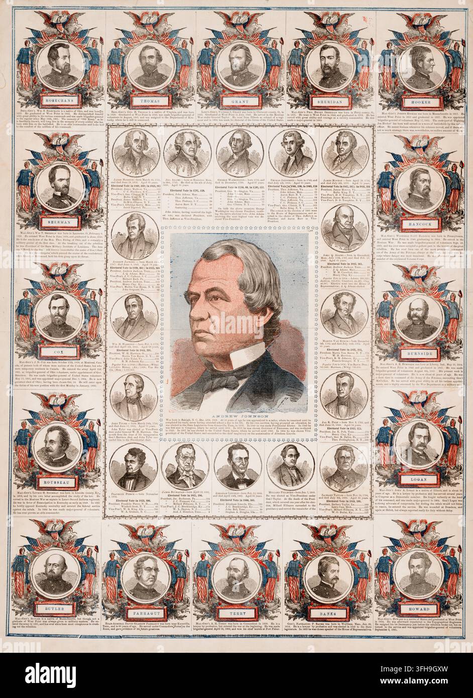Andrew Johnson, nato il 29 dicembre 1808 a Raleigh, Carolina del Nord, morto il 31 luglio 1875 a Carter Station, Tennessee, era un politico statunitense Foto Stock