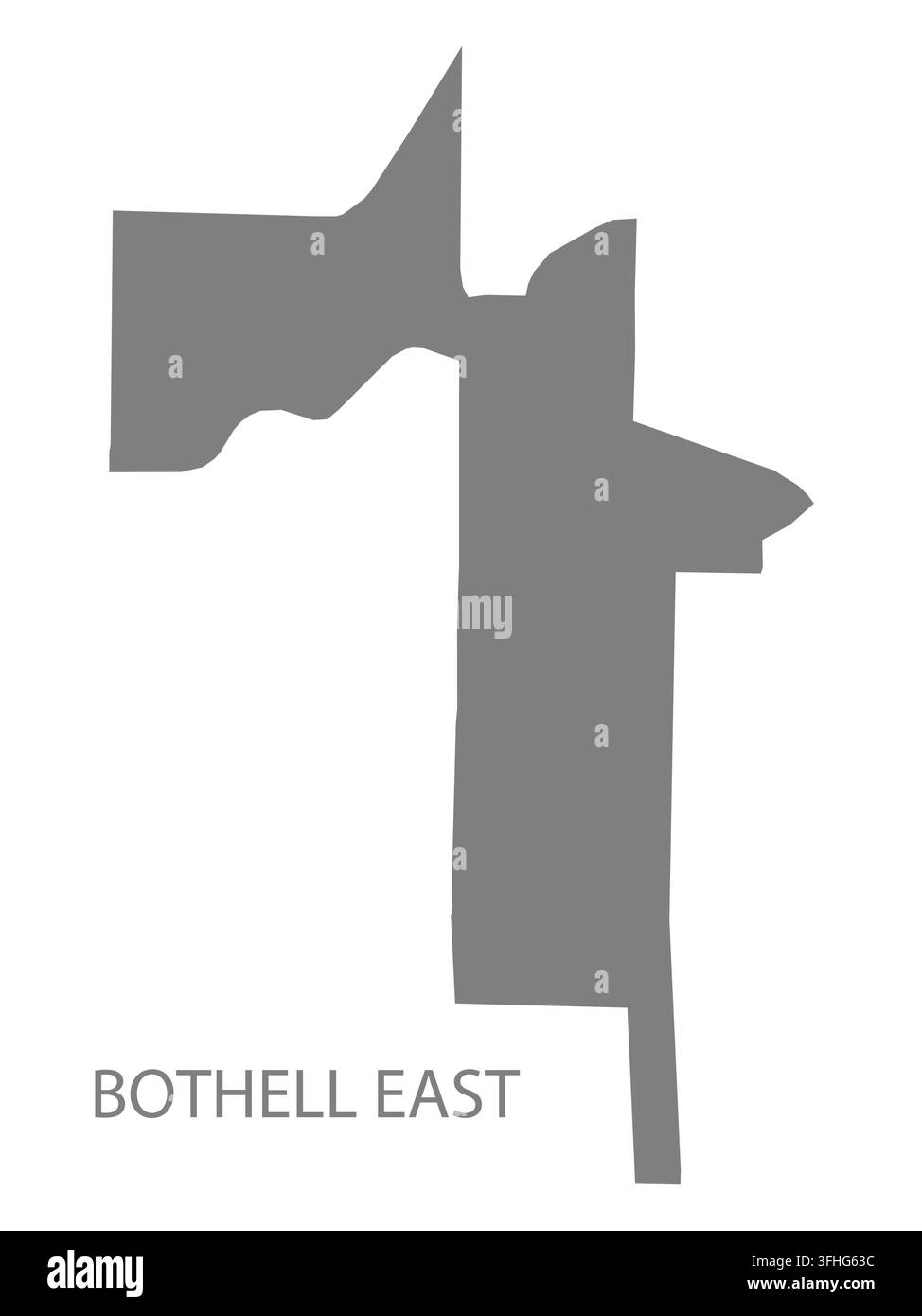 Mappa vettoriale piatta moderna di Bothell East, Washington, Stati Uniti. Silhouette dettagliata del confine cittadino in grigio su sfondo bianco. Illustrazione Vettoriale