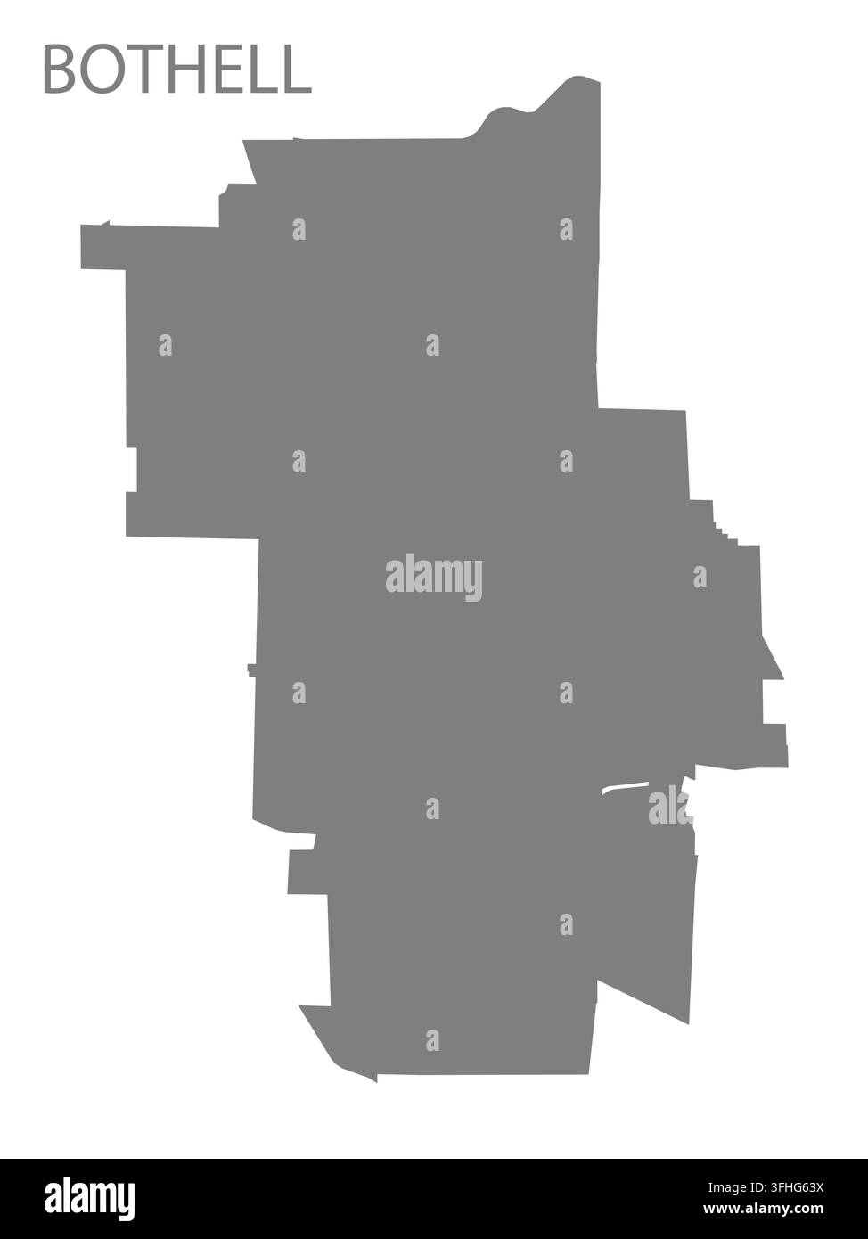 Mappa vettoriale piatta moderna di Bothell, Washington, Stati Uniti. Silhouette dettagliata del confine della città in grigio su sfondo bianco. Illustrazione Vettoriale