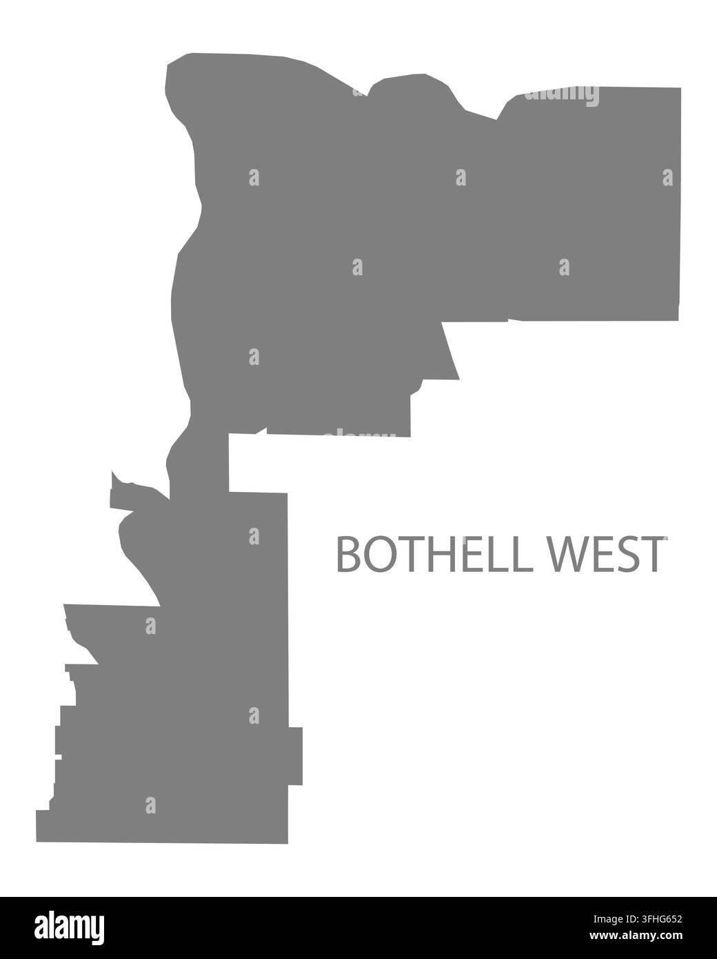 Mappa vettoriale piatta moderna di Bothell West, Washington, Stati Uniti. Silhouette dettagliata del confine cittadino in grigio su sfondo bianco. Illustrazione Vettoriale
