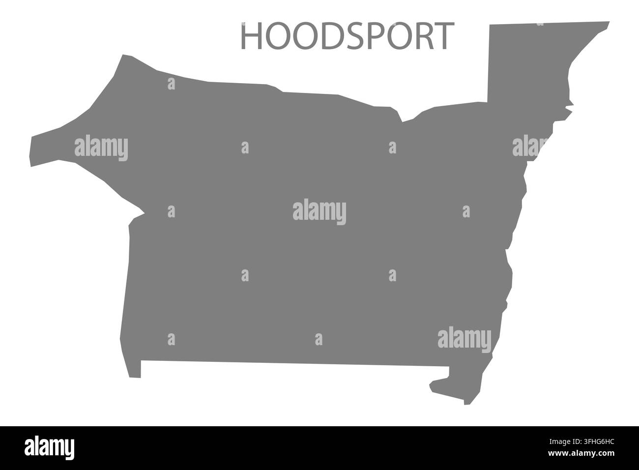 Mappa vettoriale piatta moderna di Hoodsport, Washington, Stati Uniti. Silhouette dettagliata del confine cittadino in grigio su sfondo bianco. Illustrazione Vettoriale