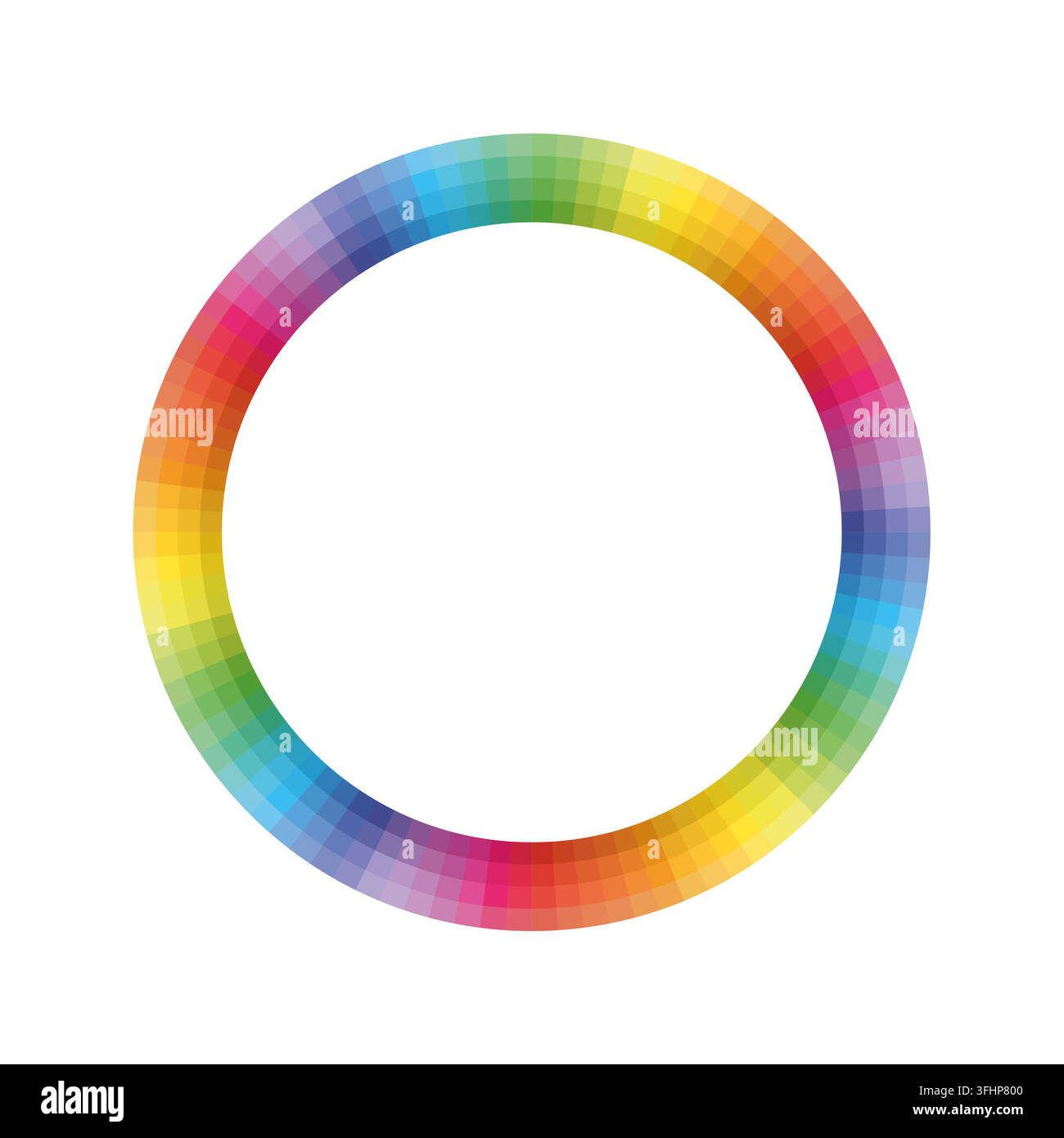 Questo design circolare mostra uno spettro arcobaleno vivace, con una sfumatura liscia di colori disposti in un modello radiale. Ideale per progetti di design e discussioni sulla teoria del colore. Illustrazione Vettoriale
