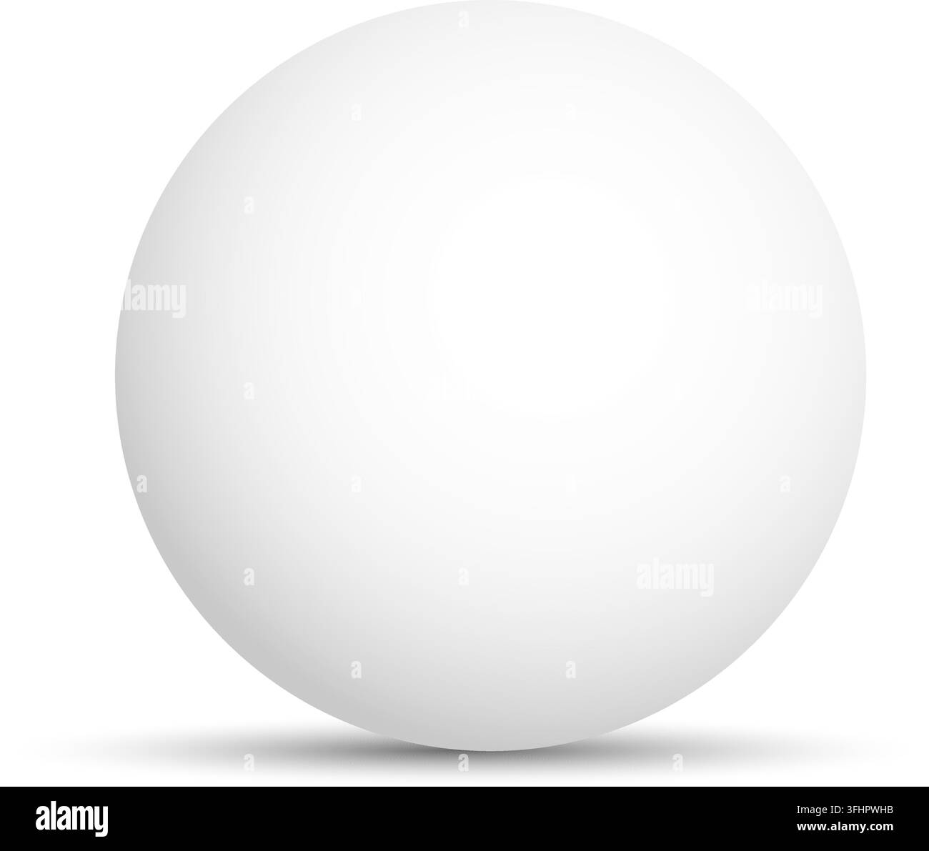 Sfera bianca, sfera o orb. Oggetto vettoriale 3D con ombreggiatura su sfondo bianco. Illustrazione Vettoriale