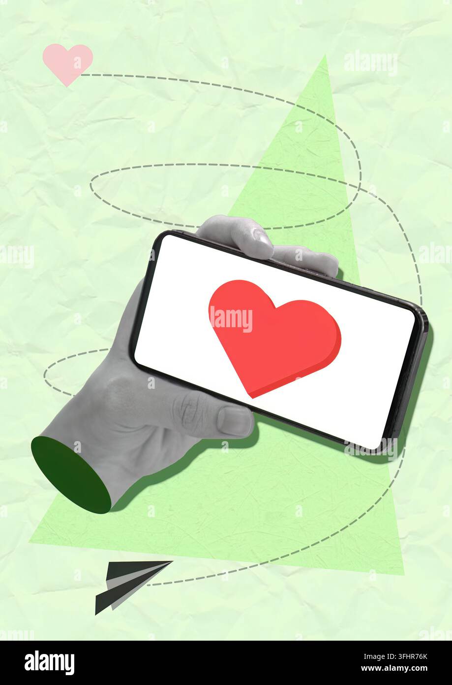 Smartphone che visualizza l'icona del cuore in un design stravagante Foto Stock