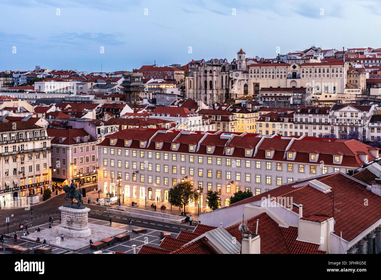 Vista su Rossio, Lisbona, Portogallo, Lisbona, Portogallo Foto Stock