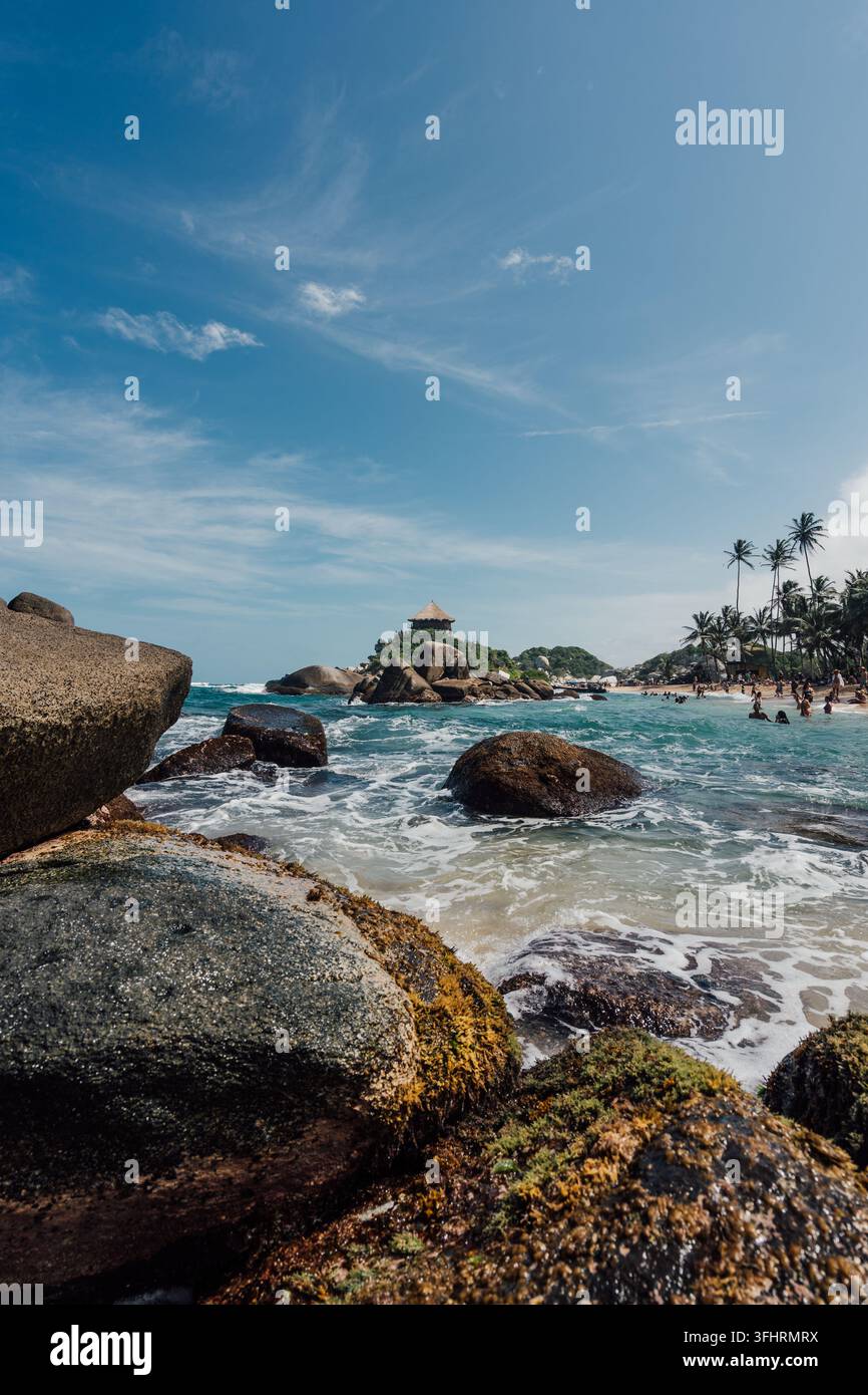 Famosa spiaggia di Cabo San Juan nel Parco Nazionale di Tayrona, Colombia Foto Stock