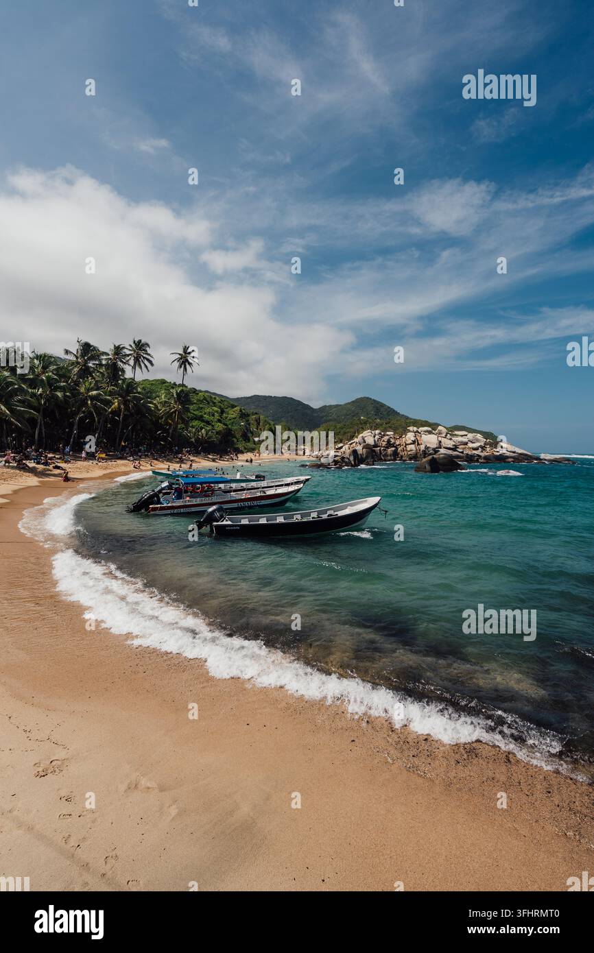 Famosa spiaggia di Cabo San Juan nel Parco Nazionale di Tayrona, Colombia Foto Stock