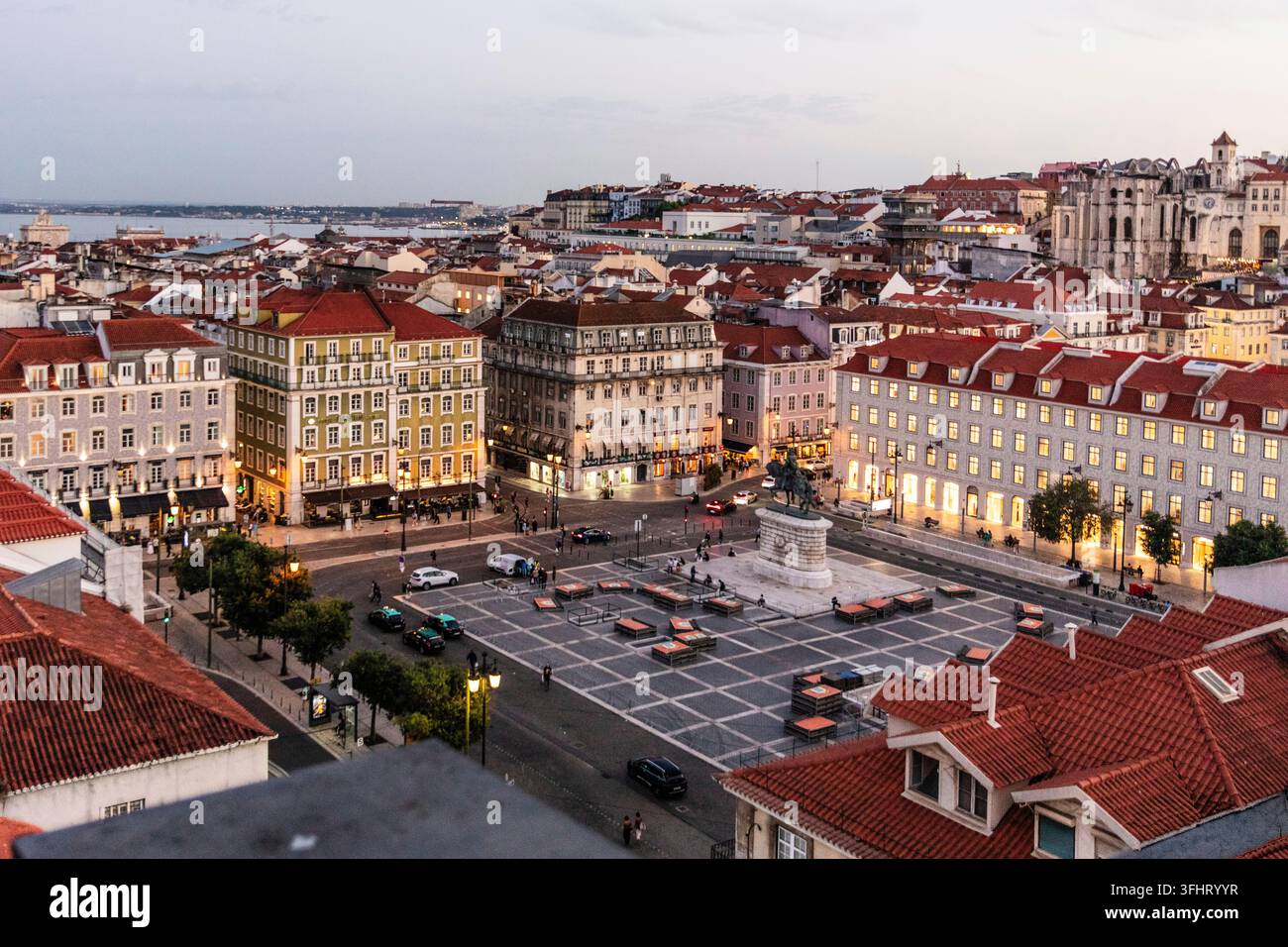 Vista su Rossio, Lisbona, Portogallo, Lisbona, Portogallo Foto Stock