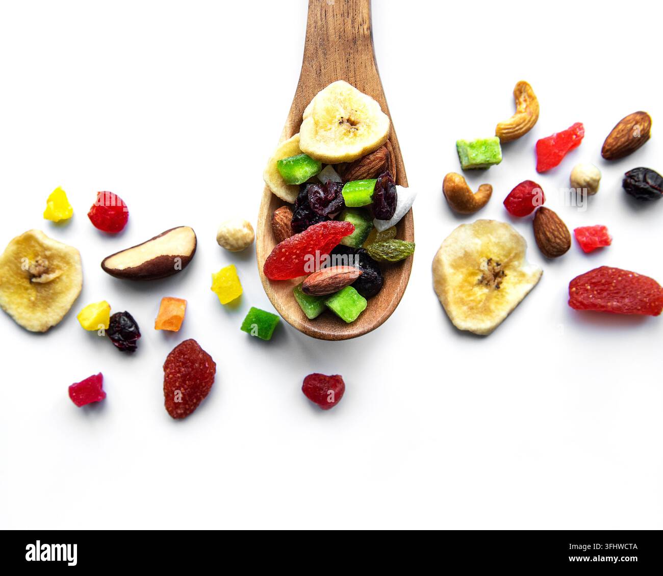 Vari frutti secchi e misture di noci Foto Stock