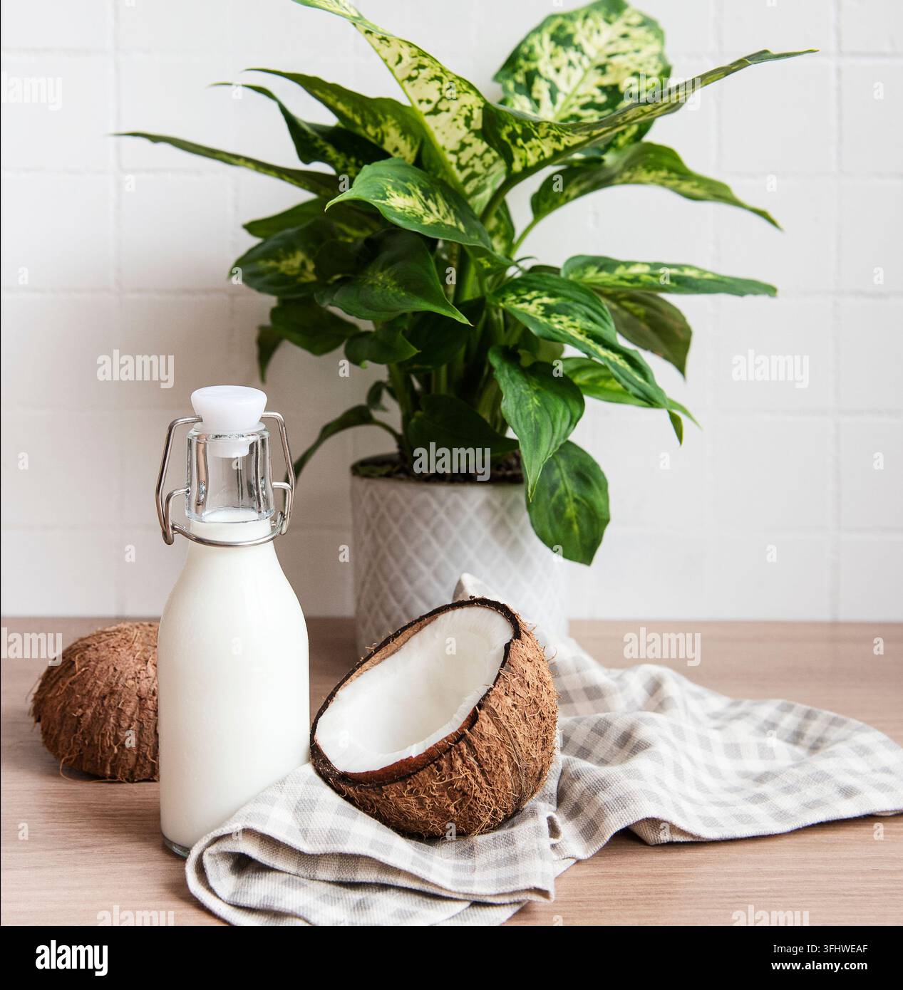 Latte di cocco fresco Foto Stock