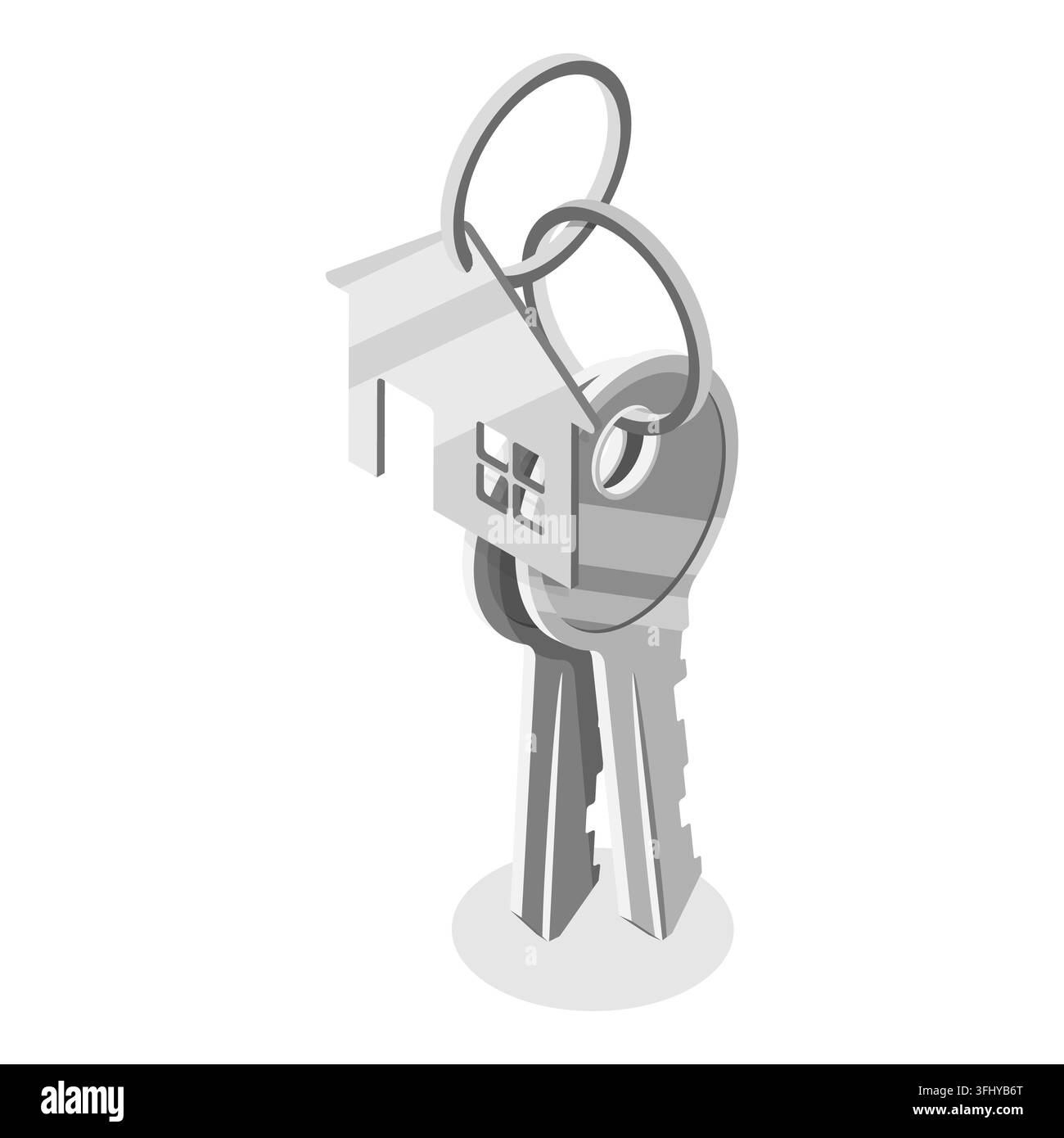 Illustrazione piatta isometrica 3D della raccolta di set di chiavi, chiavi con accessori. Punto 4 Foto Stock