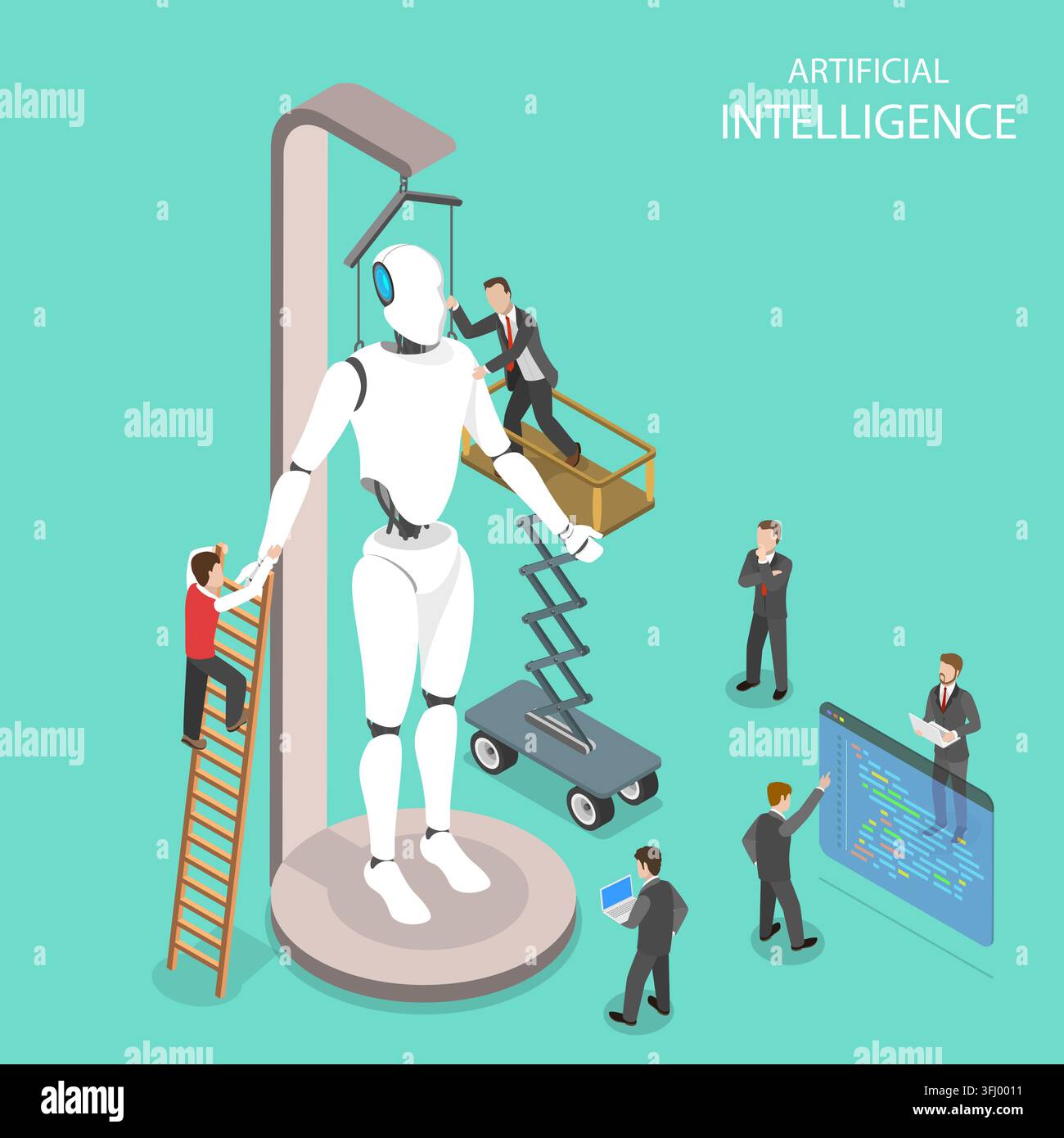 Intelligenza artificiale piatta isometrica . Foto Stock