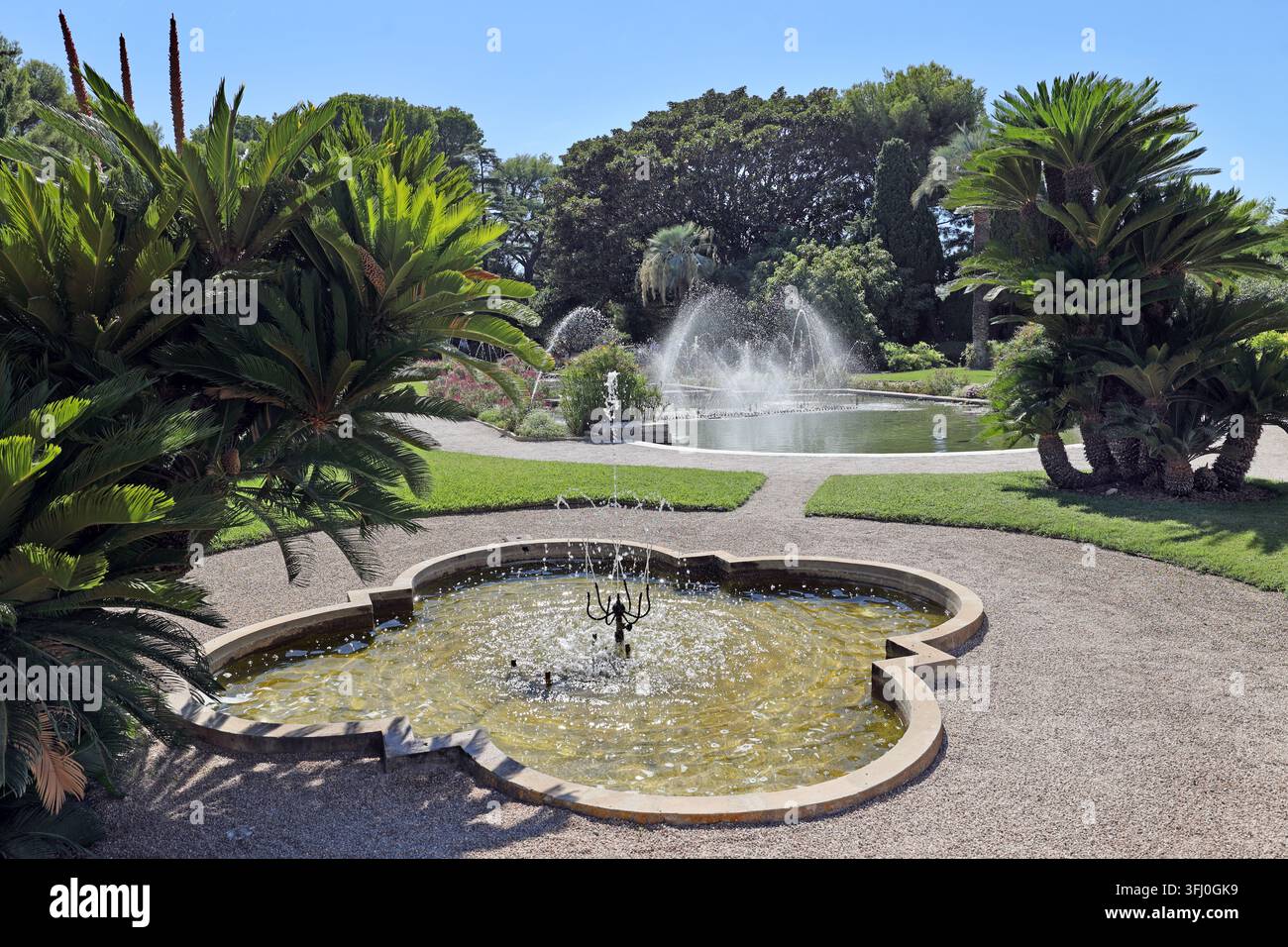 Giardini della Villa Ephrussi de Rothschild (Villa Île-de-France), Saint-Jean-Cap-Ferrat, Provenza-Alpi-Costa Azzurra, Francia Foto Stock
