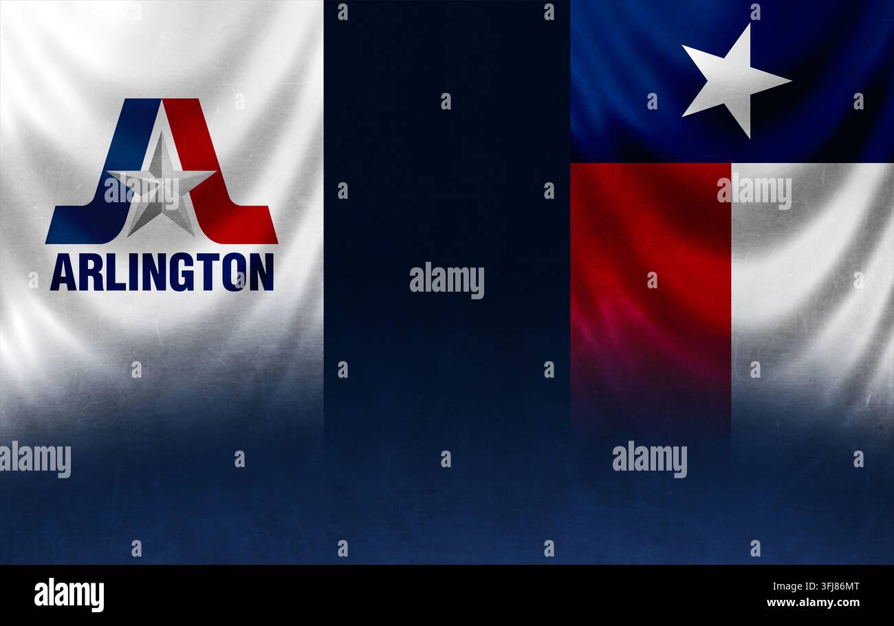 Bandiere di Arlington e del Texas Foto Stock