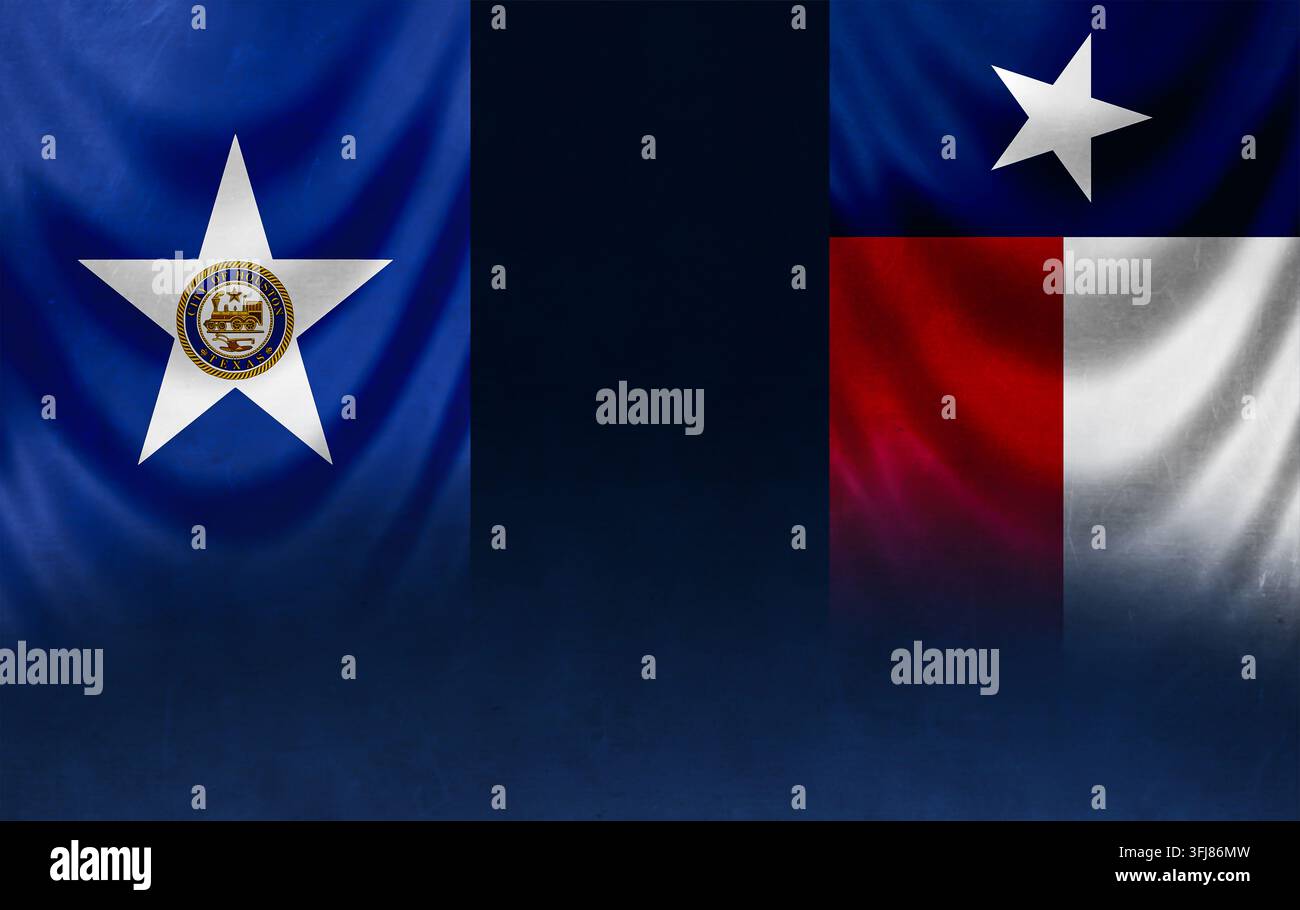 Bandiere di Houston e del Texas – simboli dell'orgoglio e dell'identità texana Foto Stock