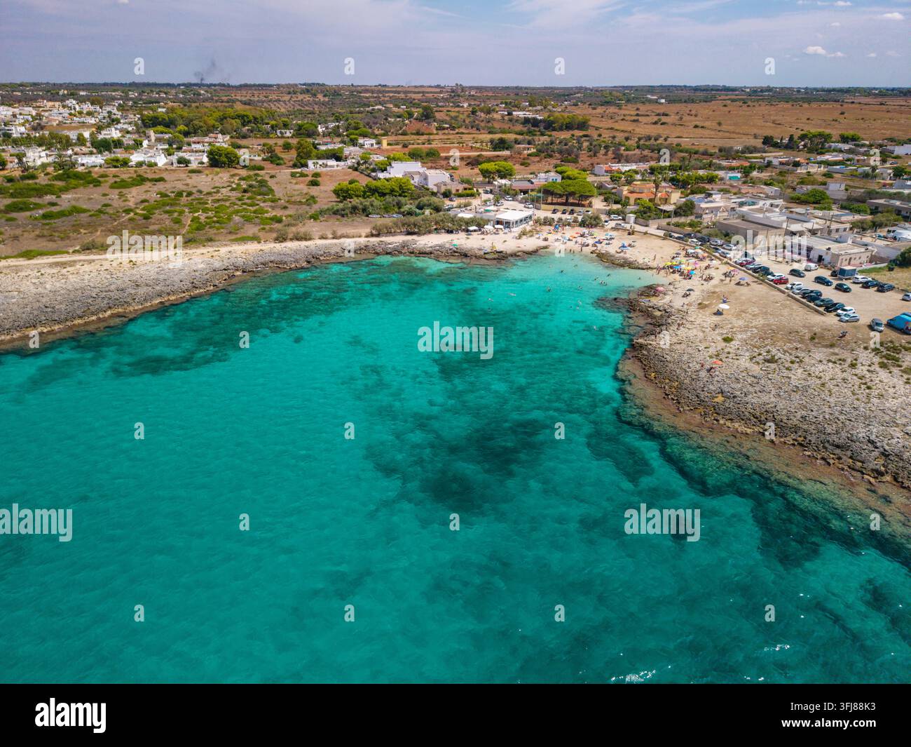 Vista aerea della costa adriatica nel Salento settentrionale Foto Stock