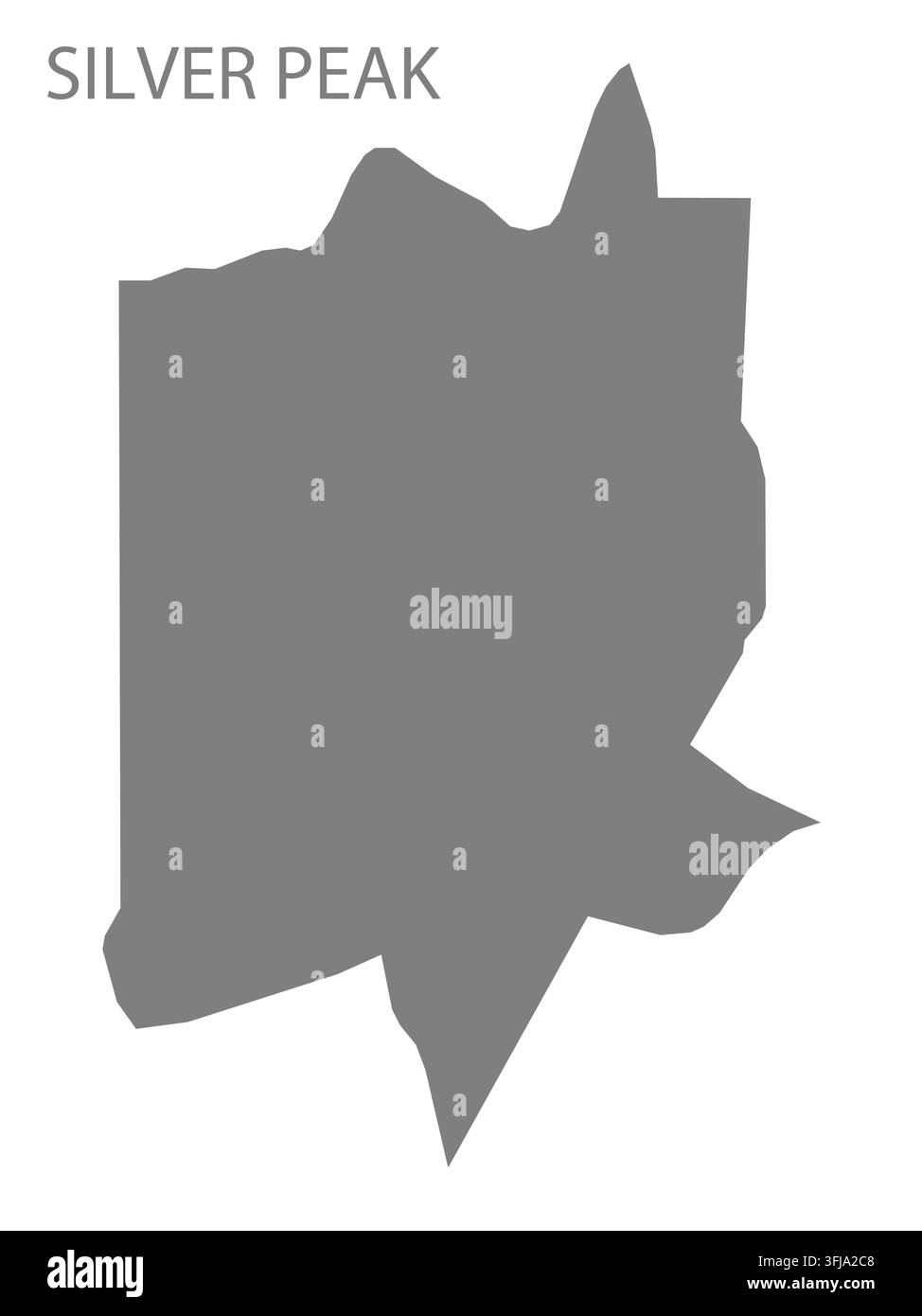 Mappa vettoriale piatta moderna di Silver Peak, Nevada, Stati Uniti. Silhouette dettagliata del confine della città in grigio su sfondo bianco. Illustrazione Vettoriale