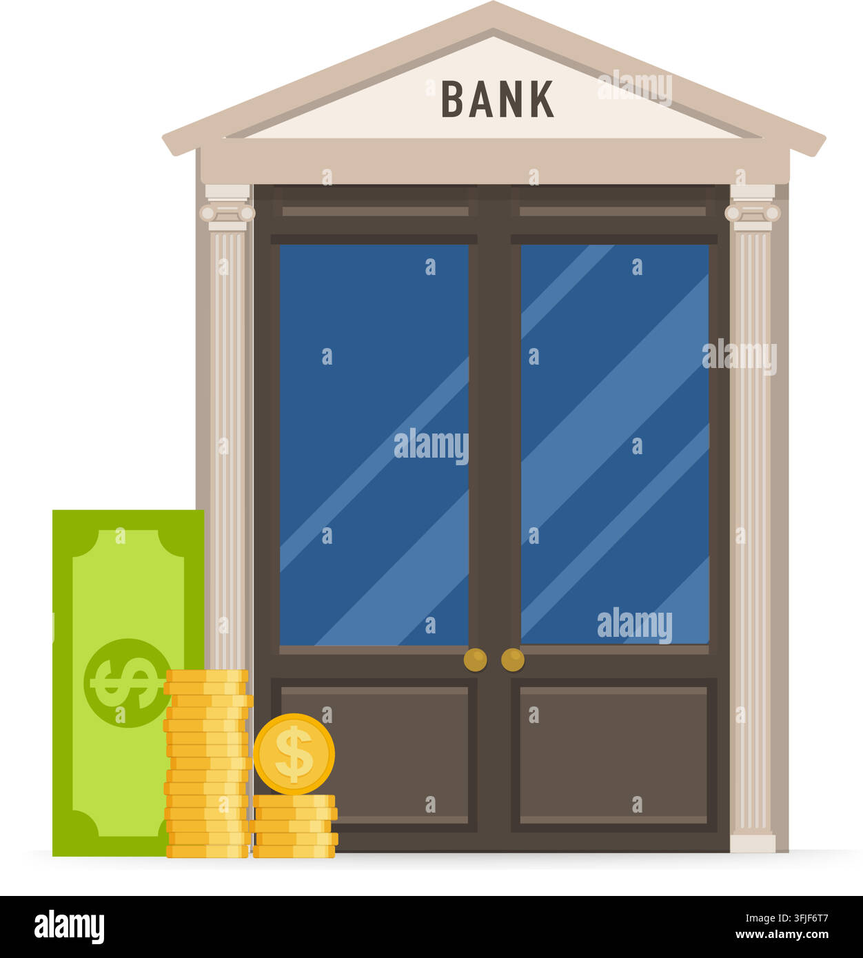 Icona di edificio bancario per il concetto di business o risparmio Illustrazione Vettoriale