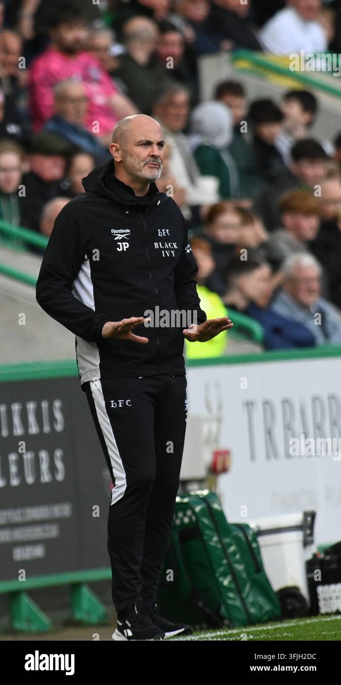 Easter Road Stadium .Edimburgo.Scozia.Regno Unito. 19 sett 26, partita del campionato scozzese di Premiership, Hibernian vs Aberdeen. Manager ad interim degli Hibs John Potter Credit: eric mccowat/Alamy Live News Foto Stock