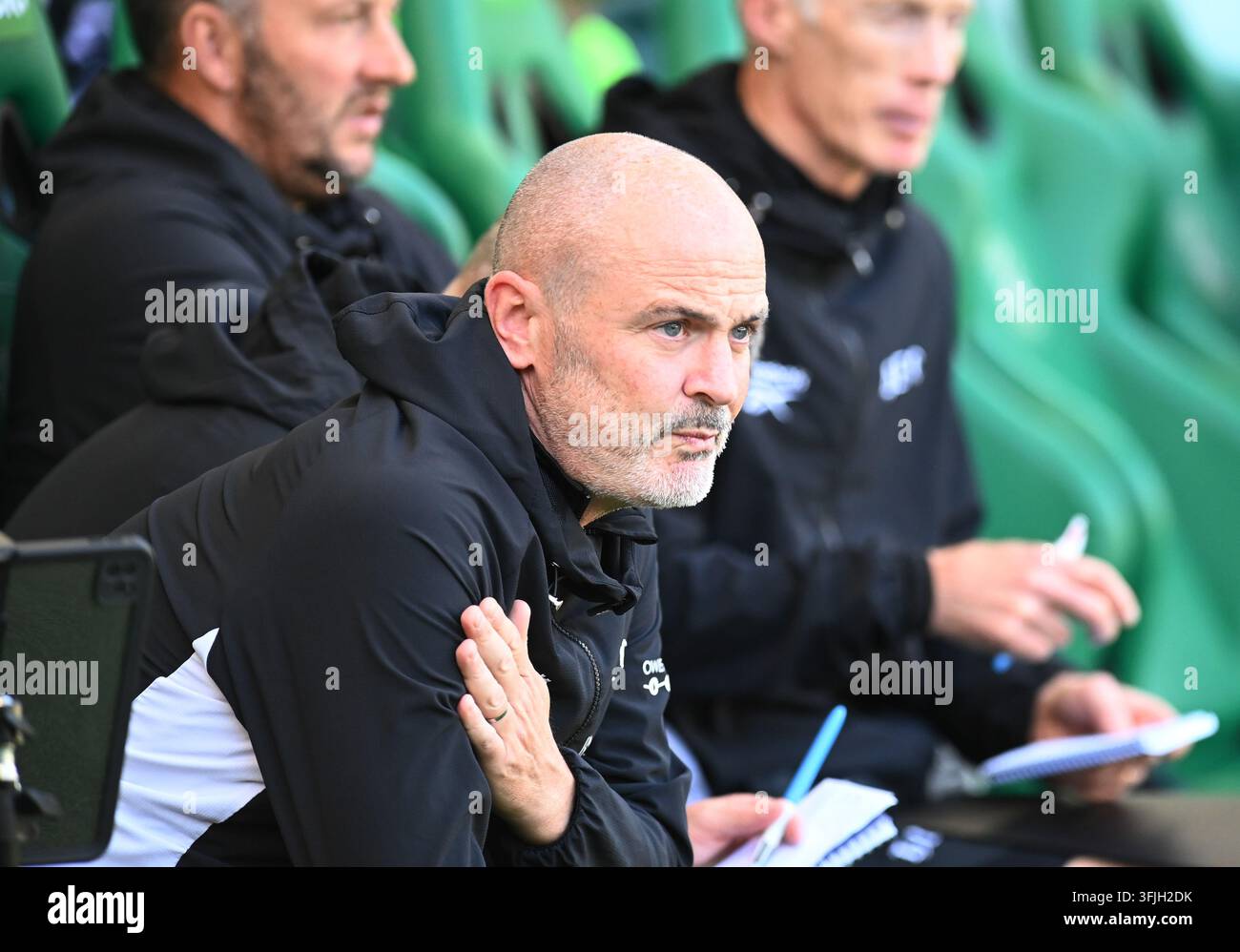 Easter Road Stadium .Edimburgo.Scozia.Regno Unito. 19 sett 26, partita del campionato scozzese di Premiership, Hibernian vs Aberdeen. Manager ad interim degli Hibs John Potter Credit: eric mccowat/Alamy Live News Foto Stock