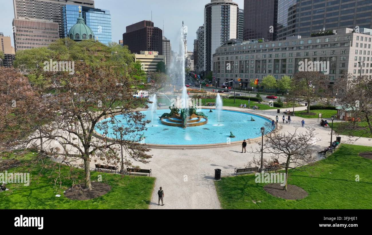 Logan Square a Filadelfia. Fontana nel parco urbano del centro, Pennsylvania. Foto Stock
