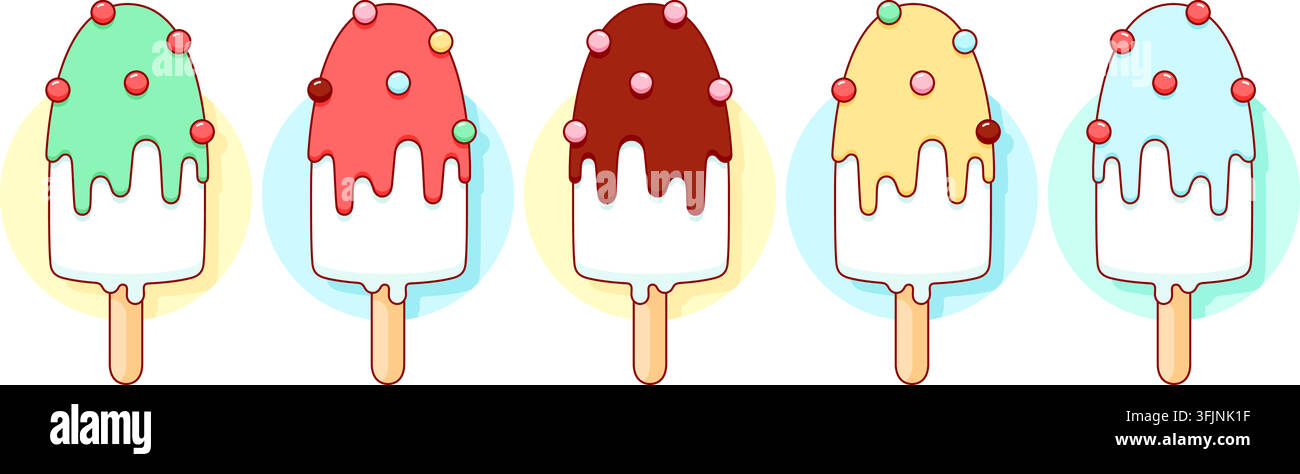 Cucchiaio per gelato, set di ghiaccioli Illustrazione Vettoriale
