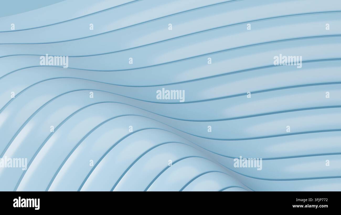 Sfondo astratto a onde blu chiaro rendering 3D Foto Stock