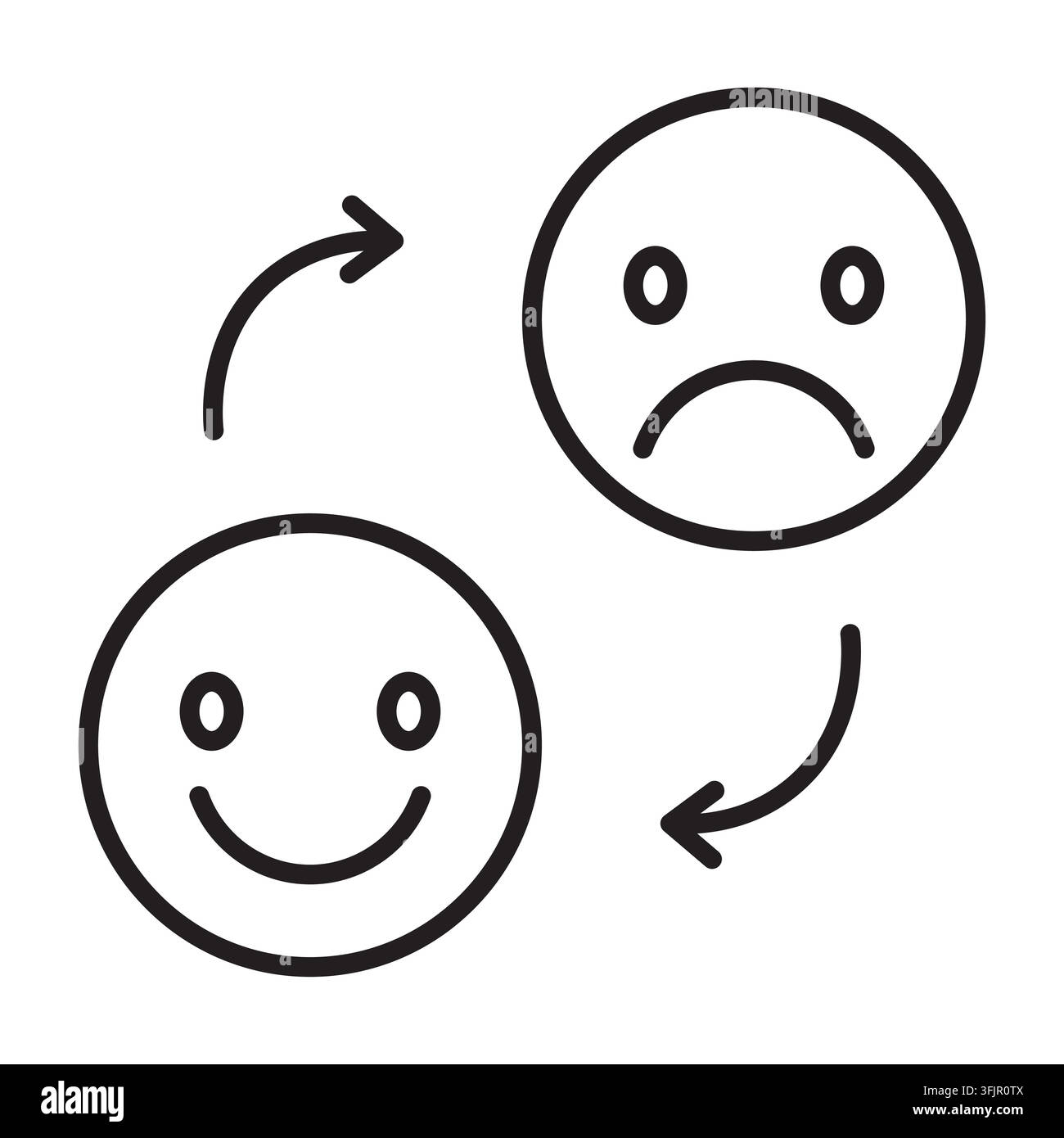 Vettore icona feedback per il cambiamento di espressione da felice a triste. eps 10. Illustrazione Vettoriale