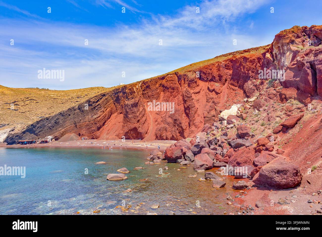 Red Beach, Santorini, Cicladi, Grecia Foto Stock