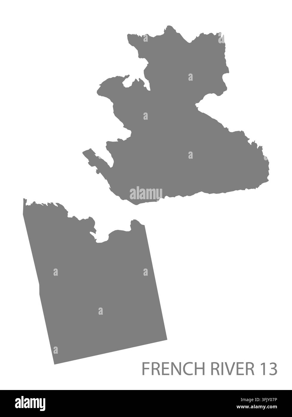 Mappa vettoriale piatta moderna di French River 13, Ontario, Canada. Silhouette dettagliata dei confini comunali in grigio su sfondo bianco. Illustrazione Vettoriale