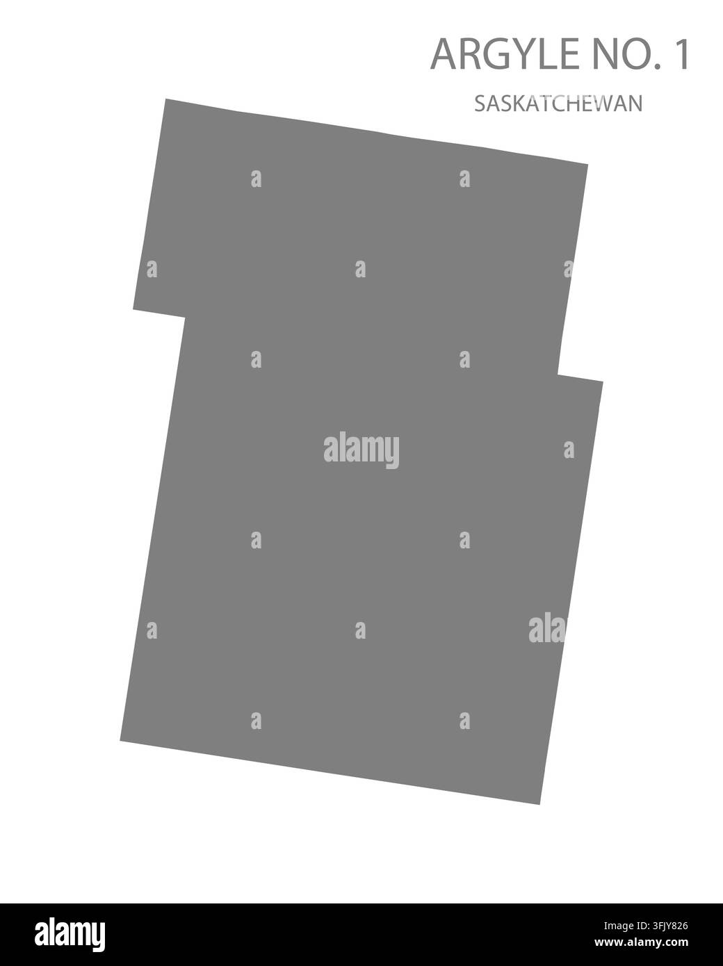 Mappa vettoriale piatta moderna di Argyle n. 1, Saskatchewan, Canada. Silhouette dettagliata dei confini del distretto municipale in grigio su sfondo bianco. Illustrazione Vettoriale