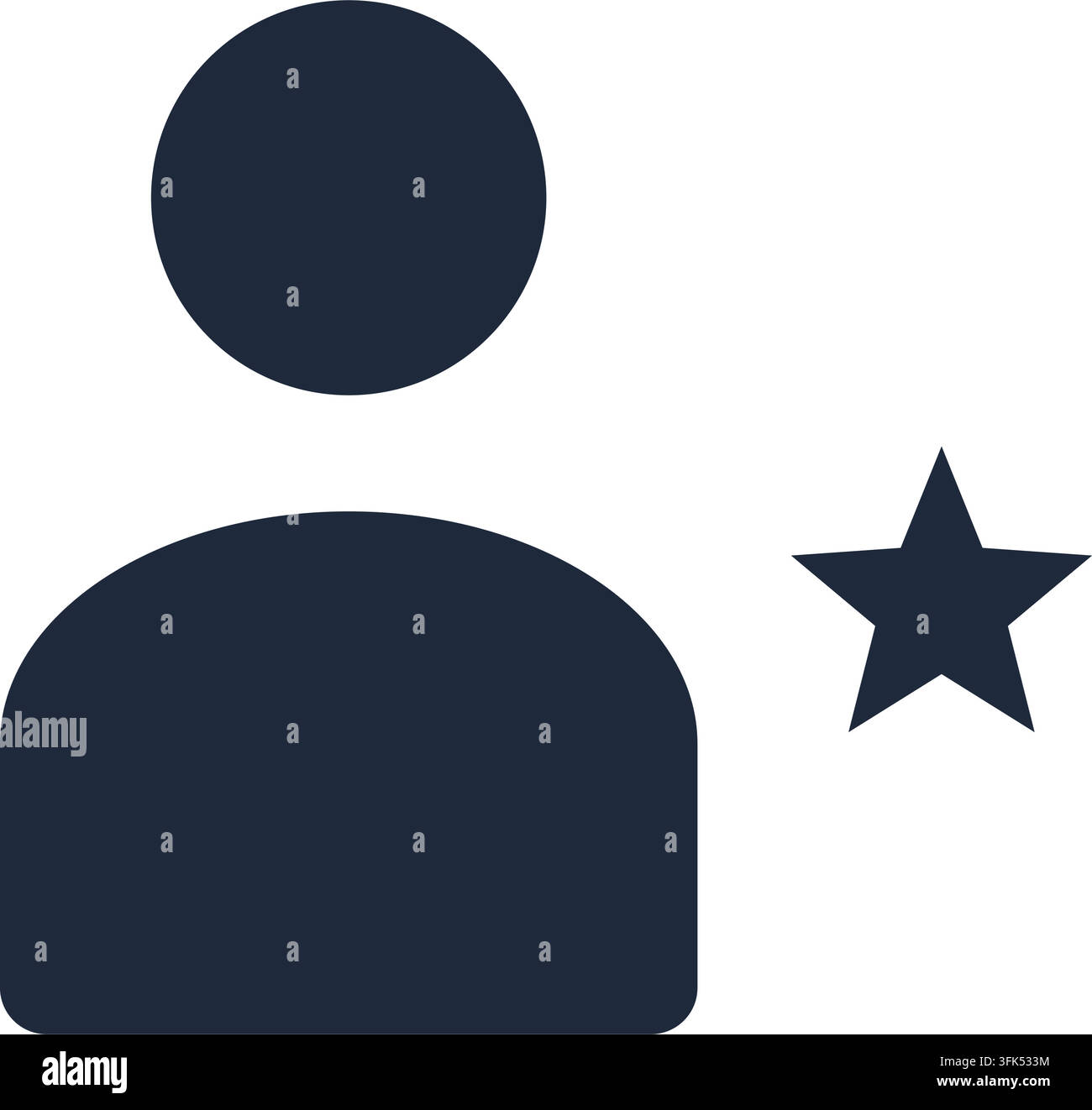 Icona del profilo utente blu scuro con simbolo di valutazione a stelle, illustrazione vettoriale piatta per il design web Illustrazione Vettoriale
