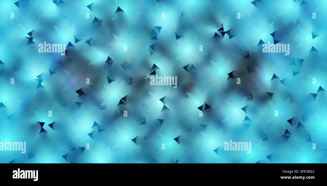 Uno sfondo digitale astratto con una sfumatura di tonalità blu, forme triangolari texture sparse ed effetti di luce soffusa brillante. Foto Stock