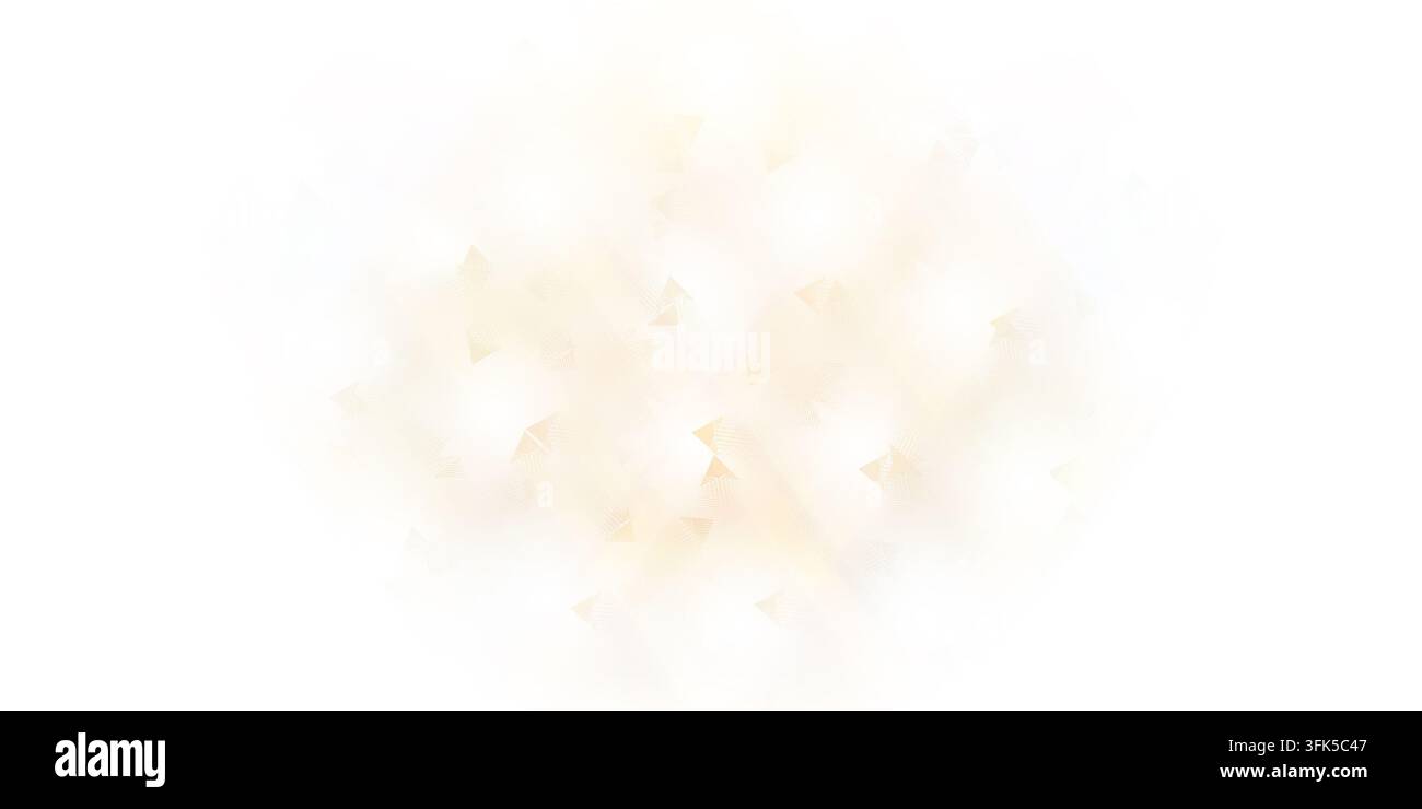 Un design astratto minimalista con forme triangolari dorate molto sottili e leggere sparse su uno sfondo bianco pulito con effetto di illuminazione morbida Foto Stock
