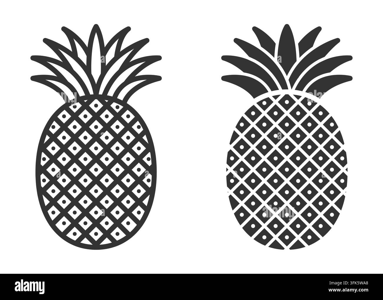 Icona di ananas con motivo decorativo, illustrazione vettoriale Illustrazione Vettoriale
