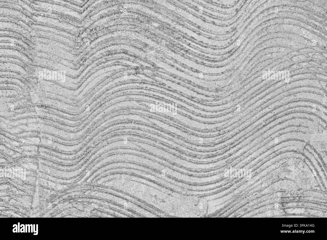 Dettagliata texture astratta in primo piano di linee parallele ondulate ritmiche e motivi geometrici Foto Stock