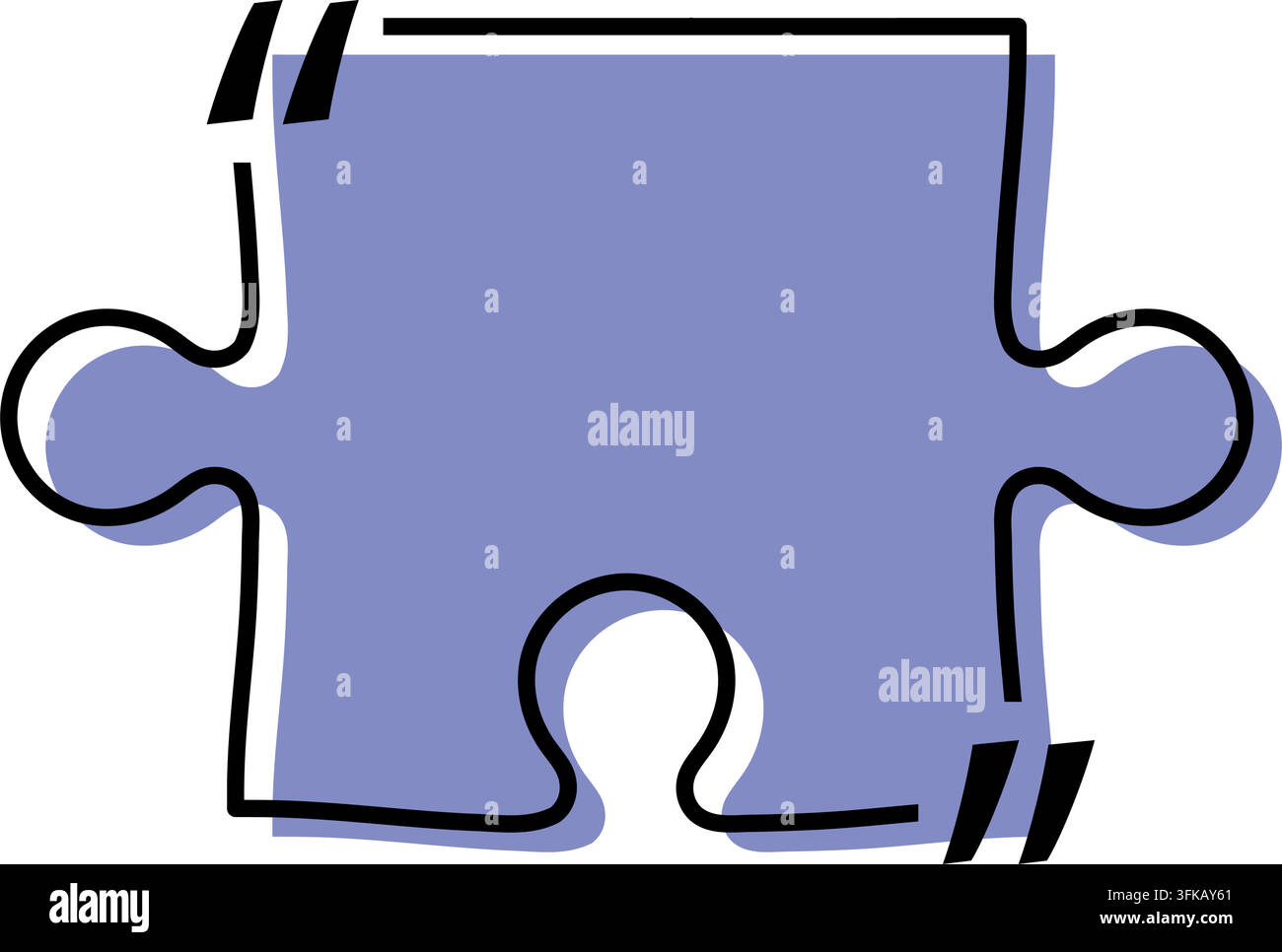 Titolo della casella di citazione isolato. Cornice di citazione di stile puzzle viola. Bordo della casella di messaggio di informazione di conversazione di testo. Icona di virgolette di dialogo. Vettore p Illustrazione Vettoriale