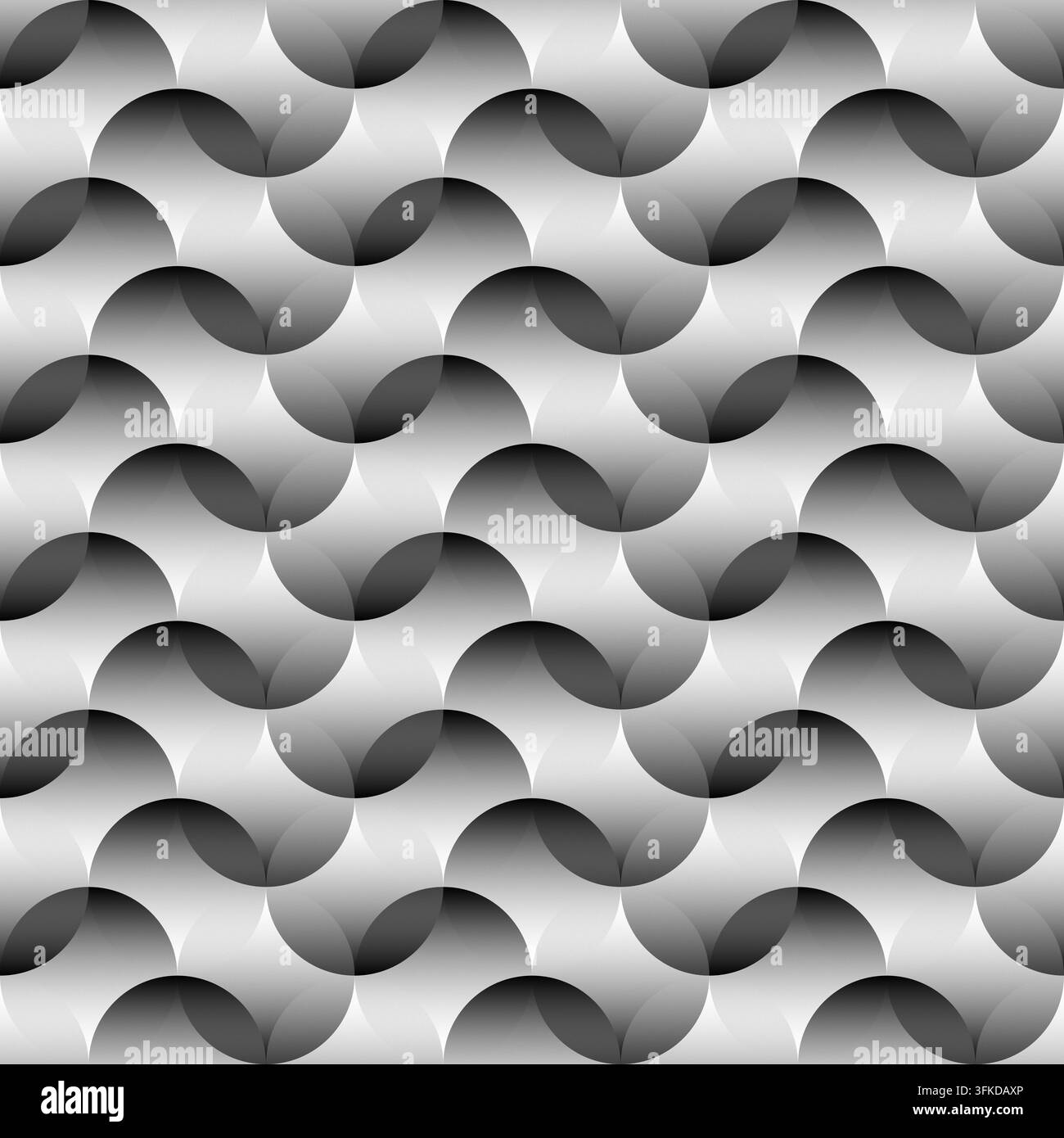 Modello ripetitivo. Bianco e nero. Sfondo bianco puro, forma rotonda sfumatura di colori: bianco puro, nero profondo Foto Stock