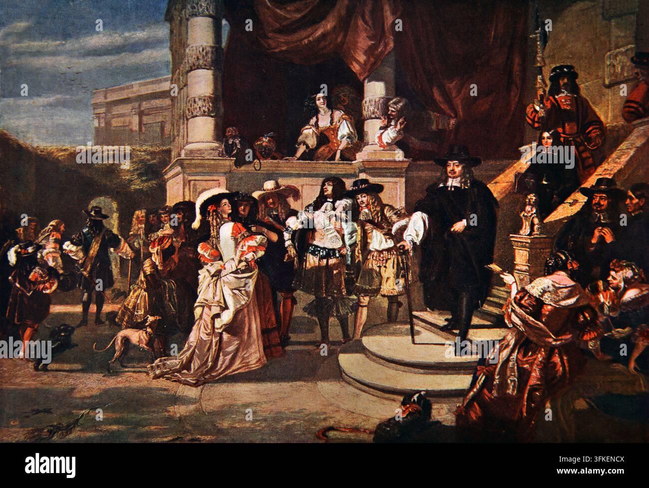 Incisione de La Disgrazia di Lord Clarendon dopo il suo ultimo colloquio con il Re al Palazzo di Whitehall da un dipinto di Edward Matthew Ward che raffigura Foto Stock