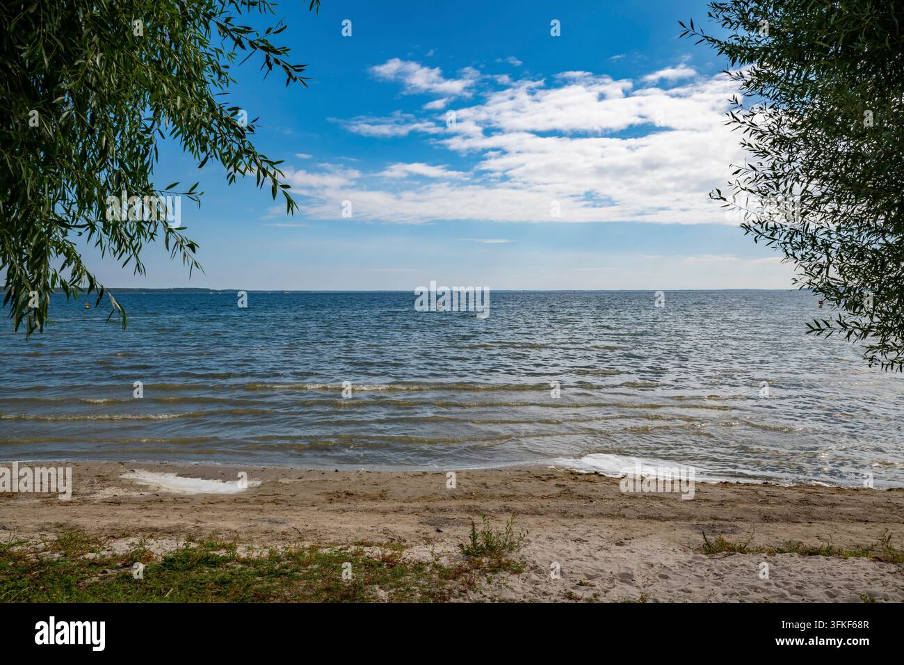 Vista del lago Mueritz, Aussenmueritz, Kleines Meer, Waren, Parco nazionale del Müritz, Meclemburgo-Pomerania Anteriore, Germania Foto Stock