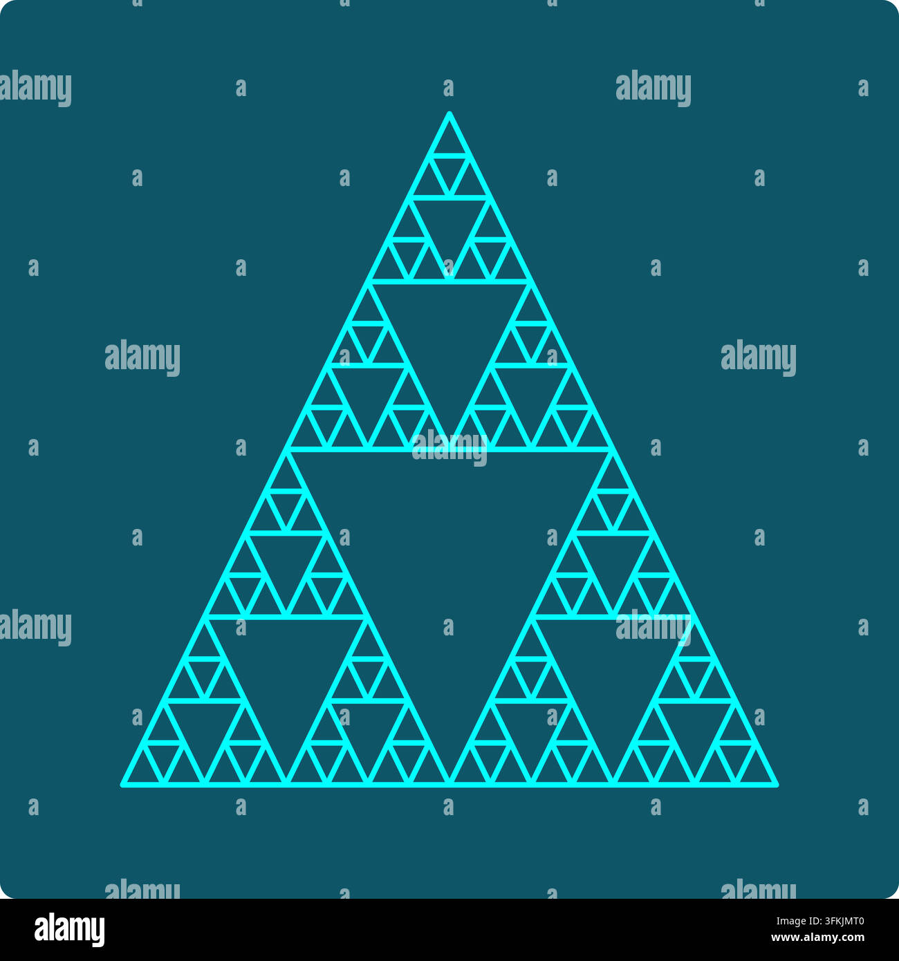 Visualizzazione di iterazione frattale (Triangolo di Sierpinski) – suddivisione ricorsiva del triangolo con fori auto-simili perforati a quattro scale Illustrazione Vettoriale