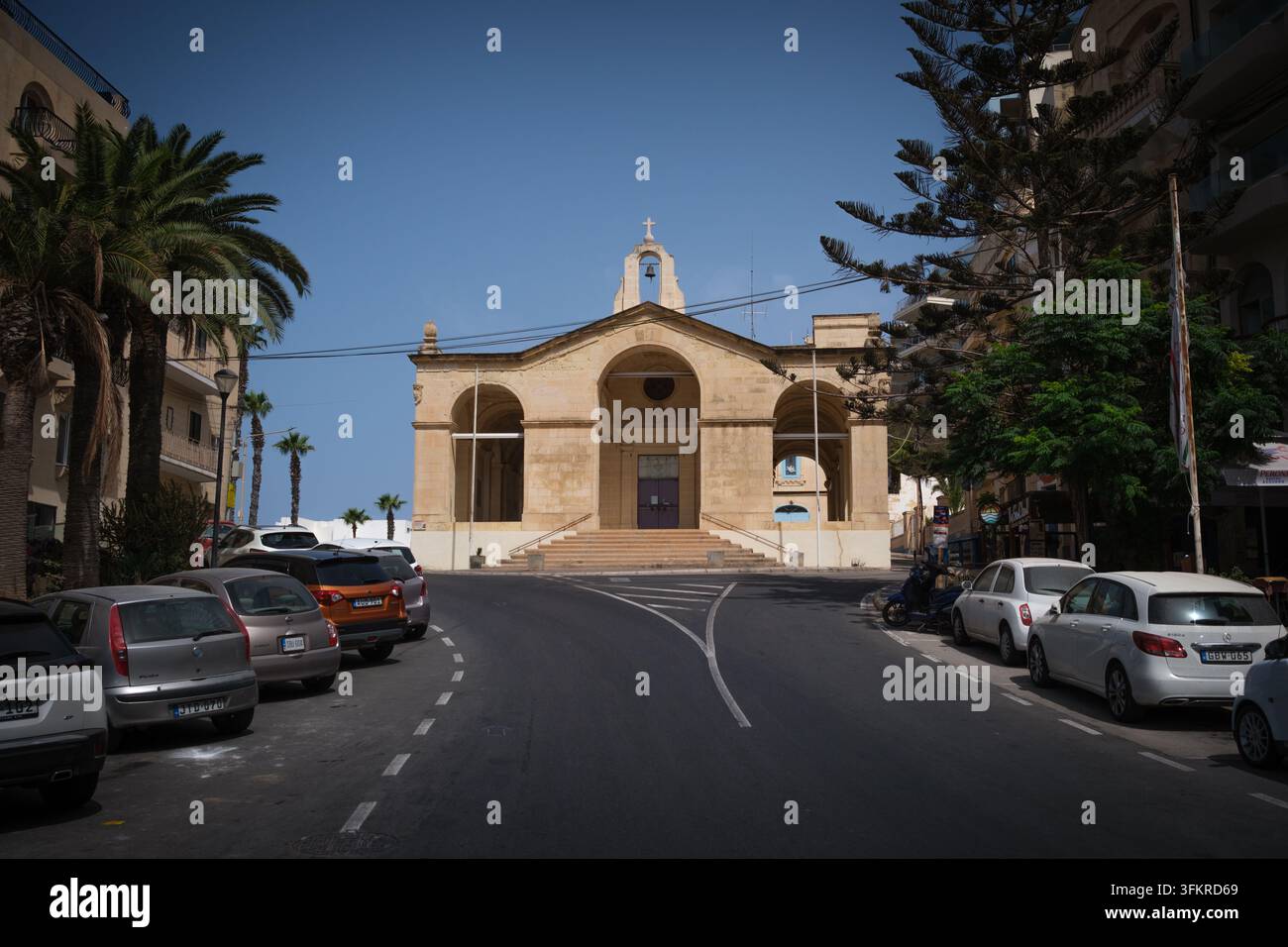 Chiesa del Naufragio di San Paolo situata a Bugibba St Paul's Bay Malta Foto Stock