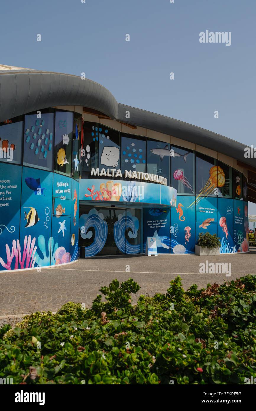 L'Acquario Nazionale di Malta fuori dalle immagini dell'ingresso principale. Foto Stock