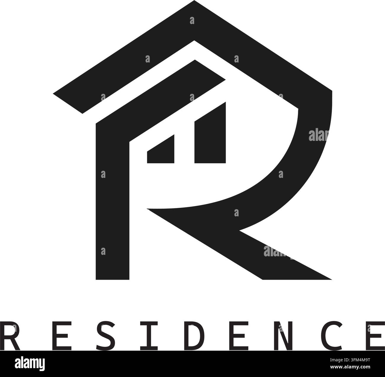 Icona casa lettera R del residente modello di design concettuale vettoriale per il web Illustrazione Vettoriale