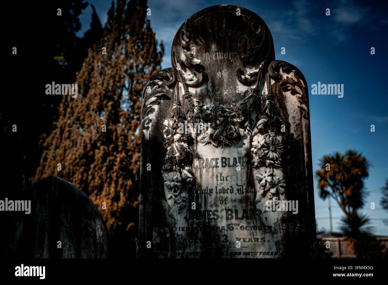 Questa è un'immagine di una lapide cimiteriale da utilizzare per Halloween o altri eventi e temi correlati Foto Stock