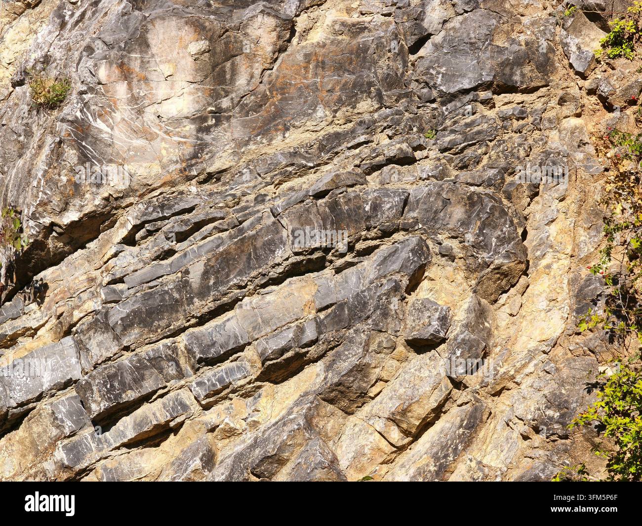 Piegatura anticlinale geologica in una scogliera di calcare - Immagine stock catturata con smartphone