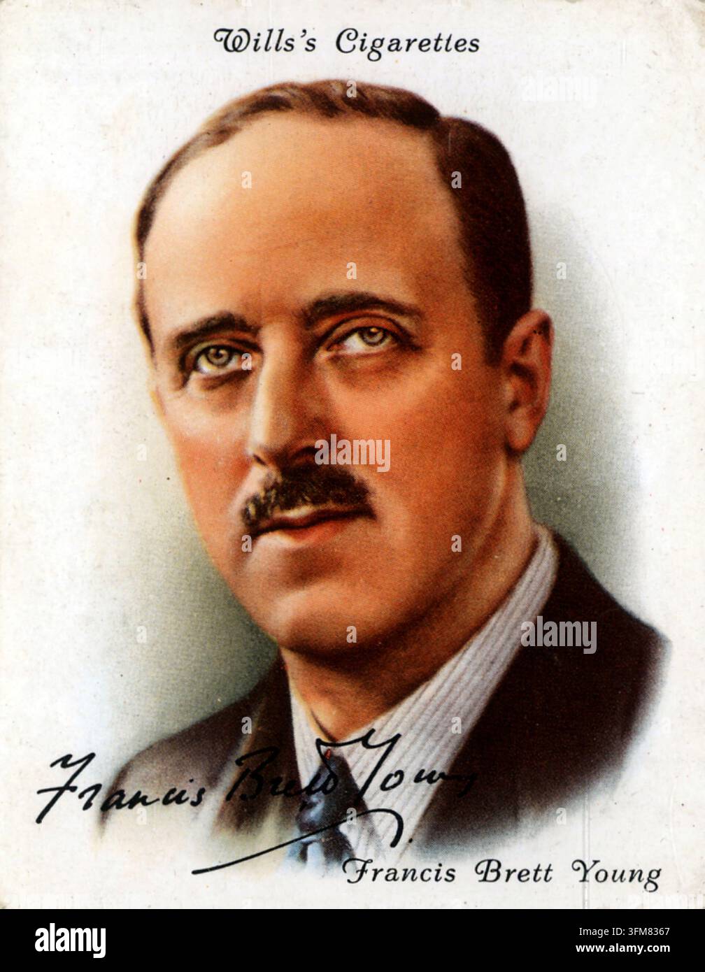 Un'illustrazione a colori di Francis Brett Young (1884-1954). Romanziere, poeta e medico britannico molto prolifico, Young era particolarmente noto per i suoi romanzi regionali e la narrativa storica, guadagnando popolarità tra le due guerre mondiali. Questo ritratto proviene da una serie di carte "Famous British Authors". Wills's Cigarettes, Londra, 1937. Foto Stock